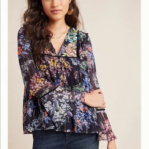 ANTHROPOLOGIE EMBROIDERED BLOUSE XS